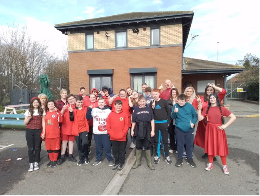 Learners from the Laceby Road site at Orchard Education during their red nose day event.